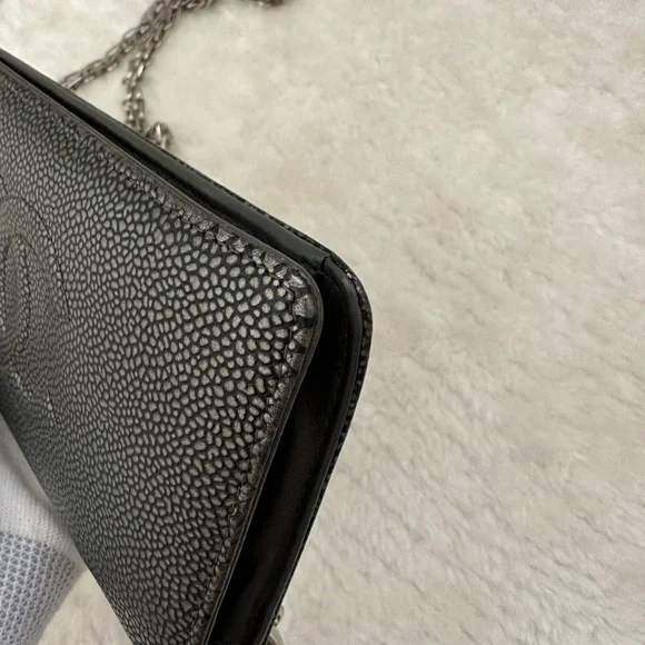 CHANEL Textured Black Crossbody Bag with Silver Chain - Picture 10 of 14
